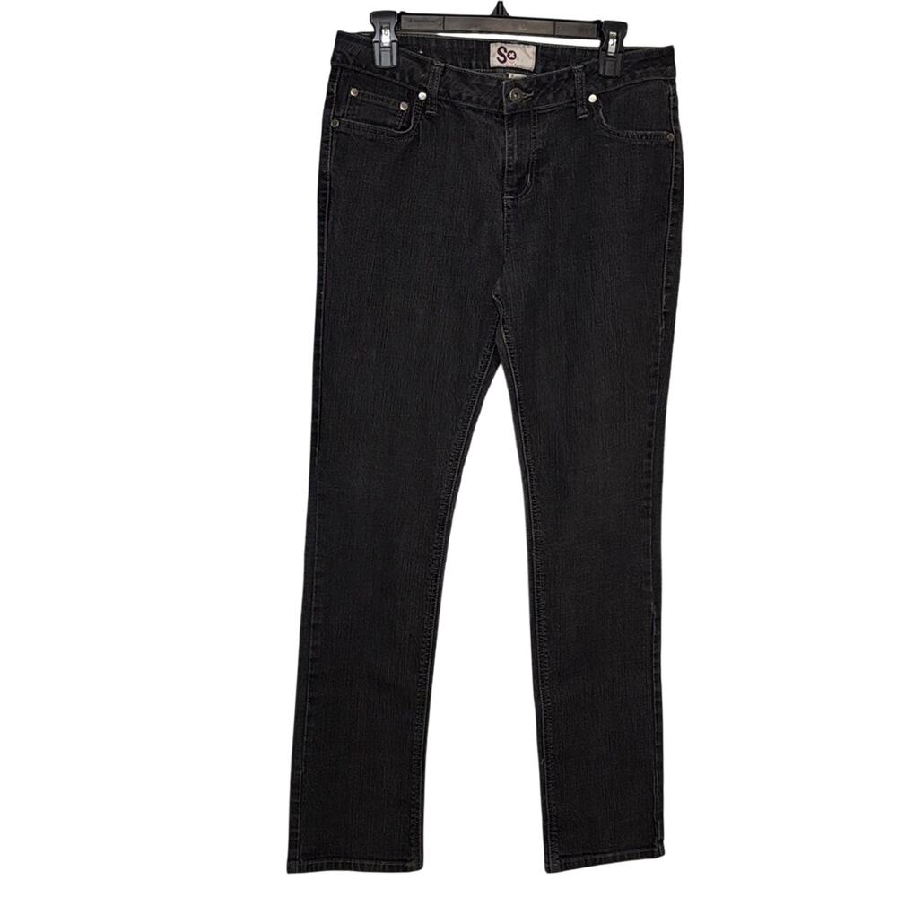 SO Juniors Black Jeans Size 13 Faded Wash Straight Leg Casual Stretch